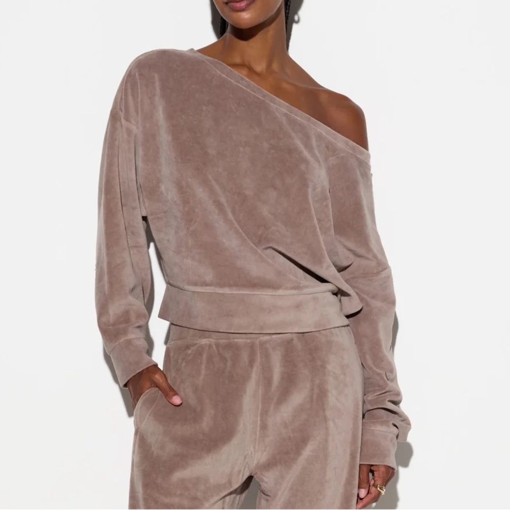 NWT🤎Spiritual Gangster Velour Ava Sweatshirt Medium Moon Rock